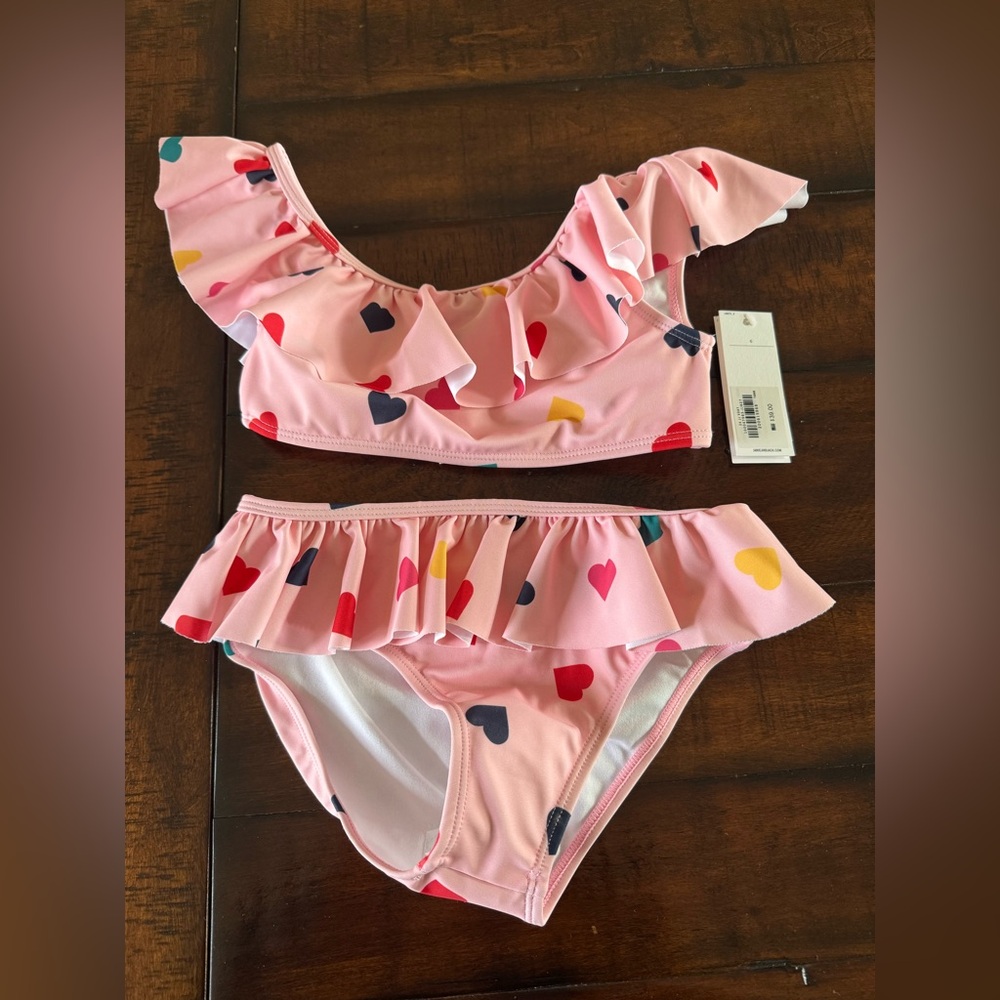 Janie and Jack Pink Heart Ruffle Bikini